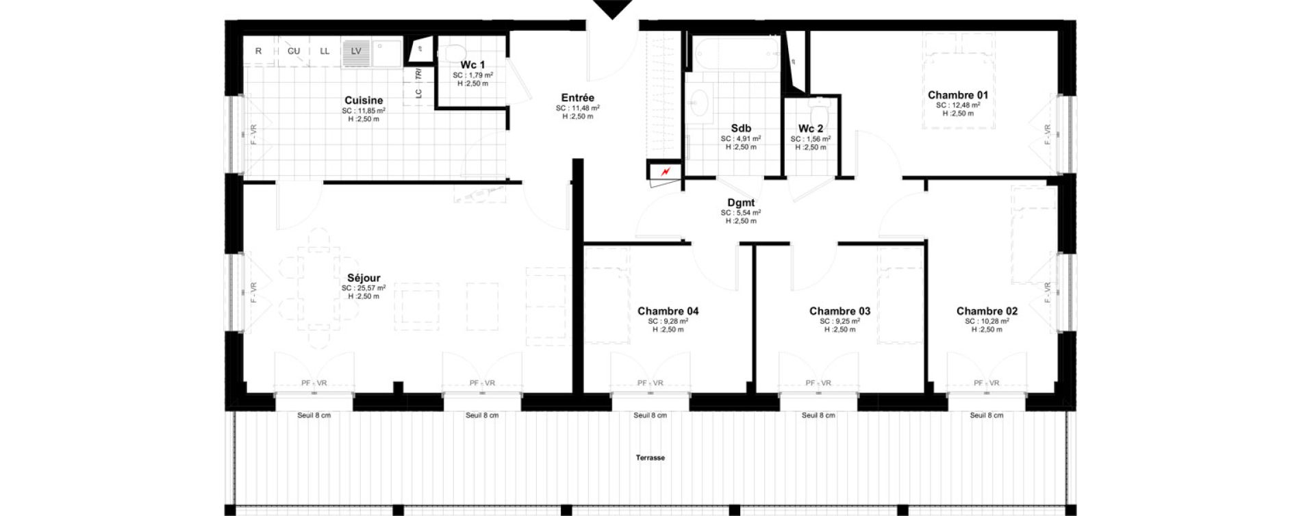 Appartement T5 de 103,99 m2 &agrave; Bussy-Saint-Georges Sycomore