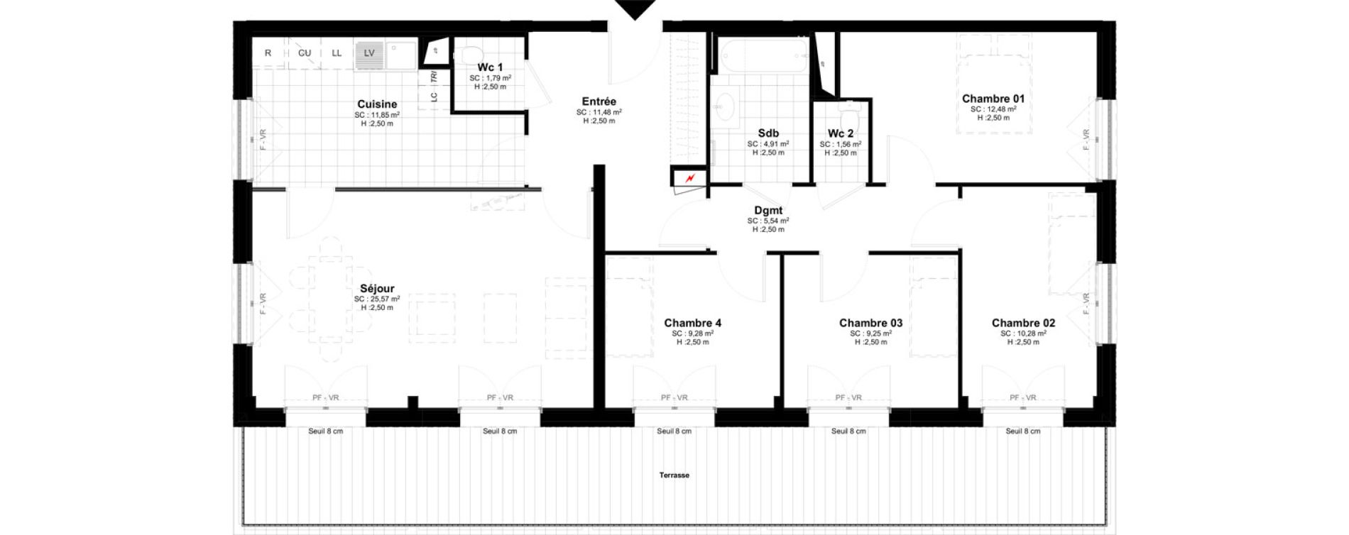 Appartement T4 de 103,99 m2 &agrave; Bussy-Saint-Georges Sycomore