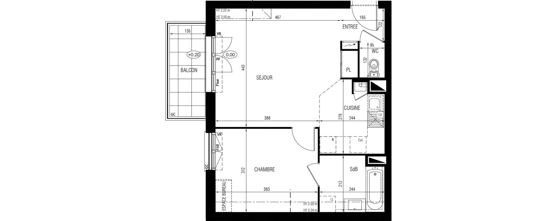 Appartement T2 de 46,30 m2 &agrave; Cannes-&Eacute;cluse Centre