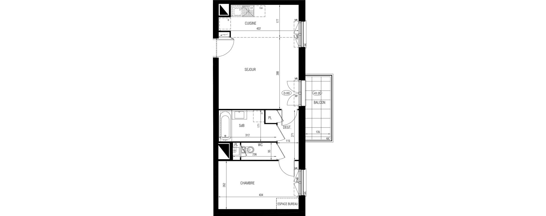 Appartement T2 de 45,70 m2 &agrave; Cannes-&Eacute;cluse Centre