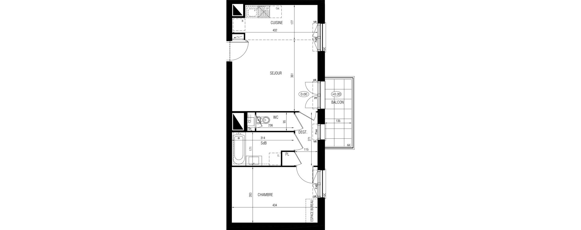 Appartement T2 de 45,50 m2 &agrave; Cannes-&Eacute;cluse Centre