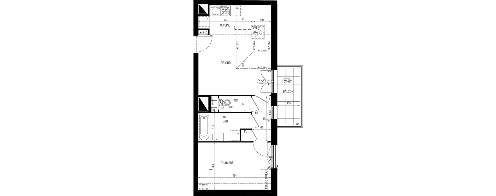 Appartement T2 de 42,50 m2 &agrave; Cannes-&Eacute;cluse Centre