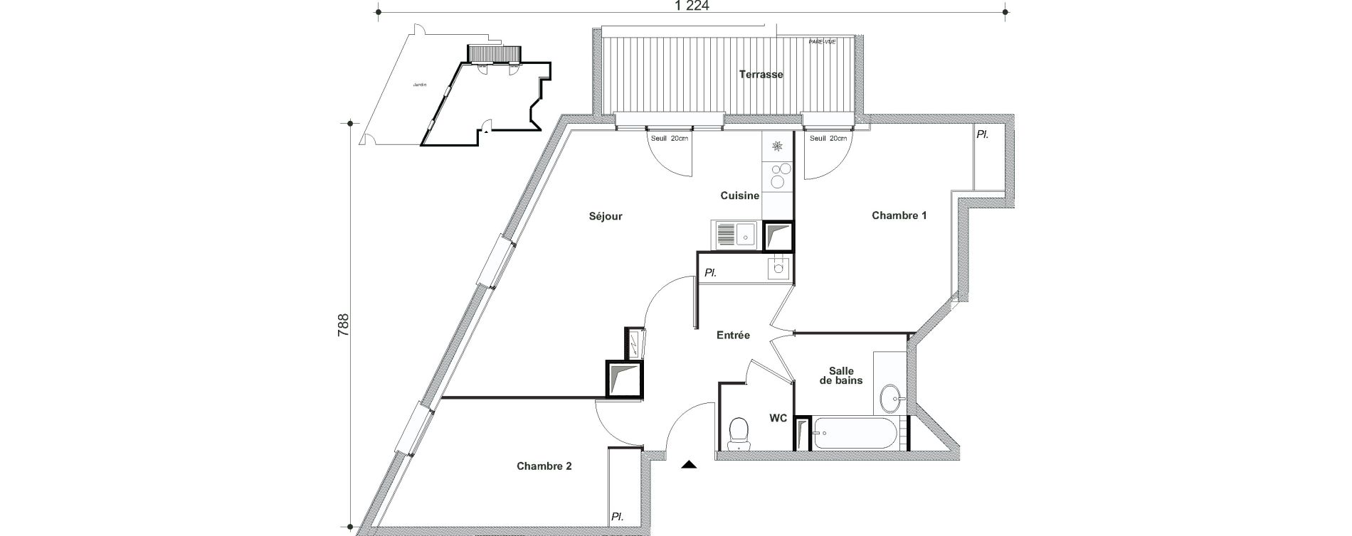 Appartement T3 de 60,07 m2 &agrave; Cesson Centre