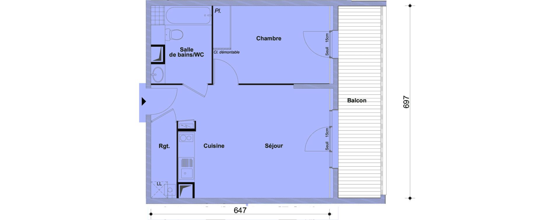 Appartement T2 de 43,51 m2 &agrave; Cesson Centre