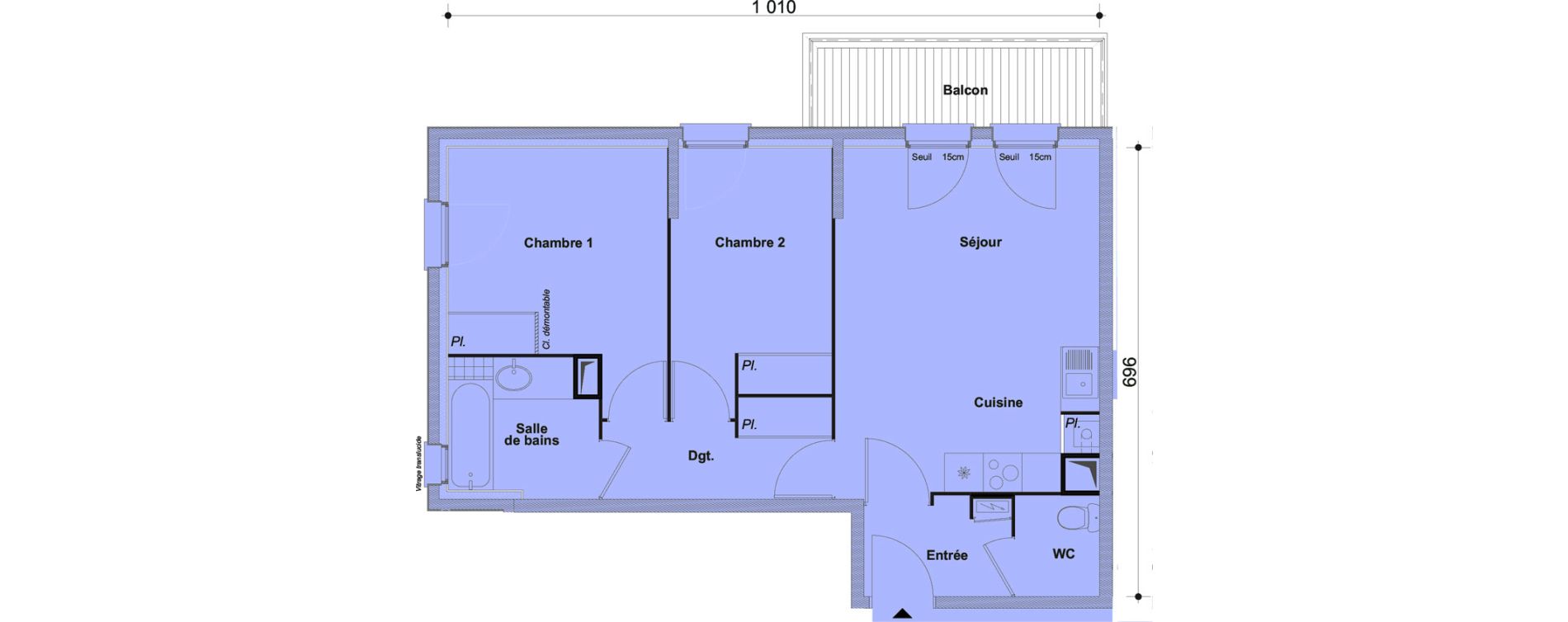 Appartement T3 de 58,20 m2 &agrave; Cesson Centre