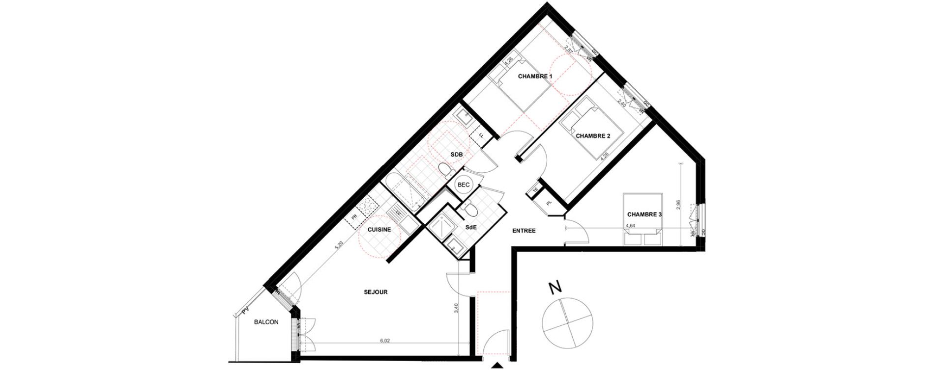 Appartement T4 de 88,30 m2 &agrave; Chalifert Centre