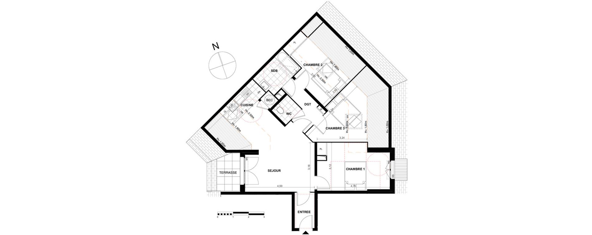 Appartement T4 de 68,40 m2 &agrave; Chalifert Centre
