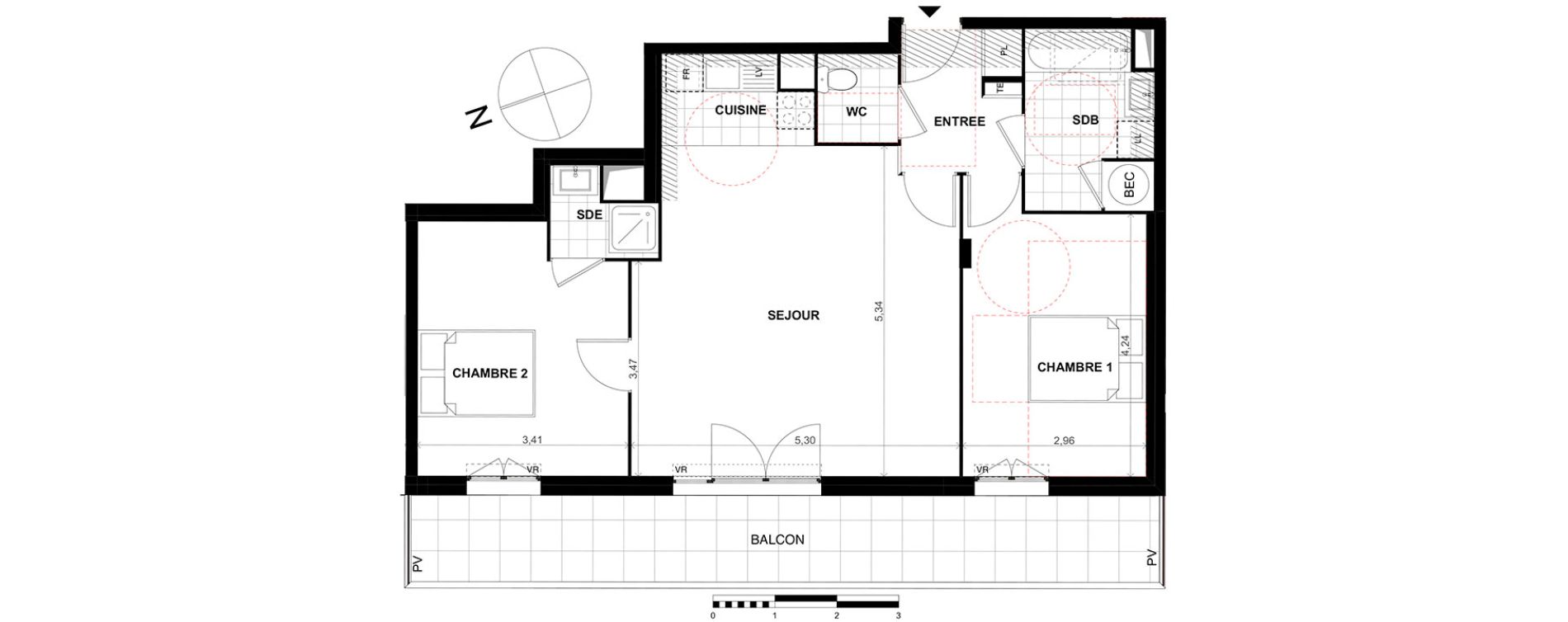 Appartement T3 de 68,60 m2 &agrave; Chalifert Centre