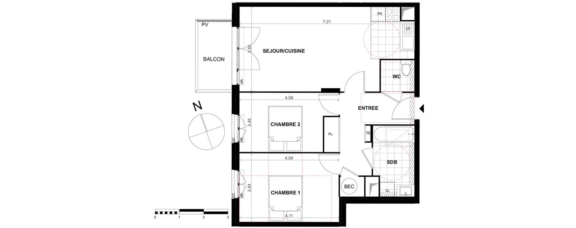 Appartement T3 de 57,20 m2 &agrave; Chalifert Centre