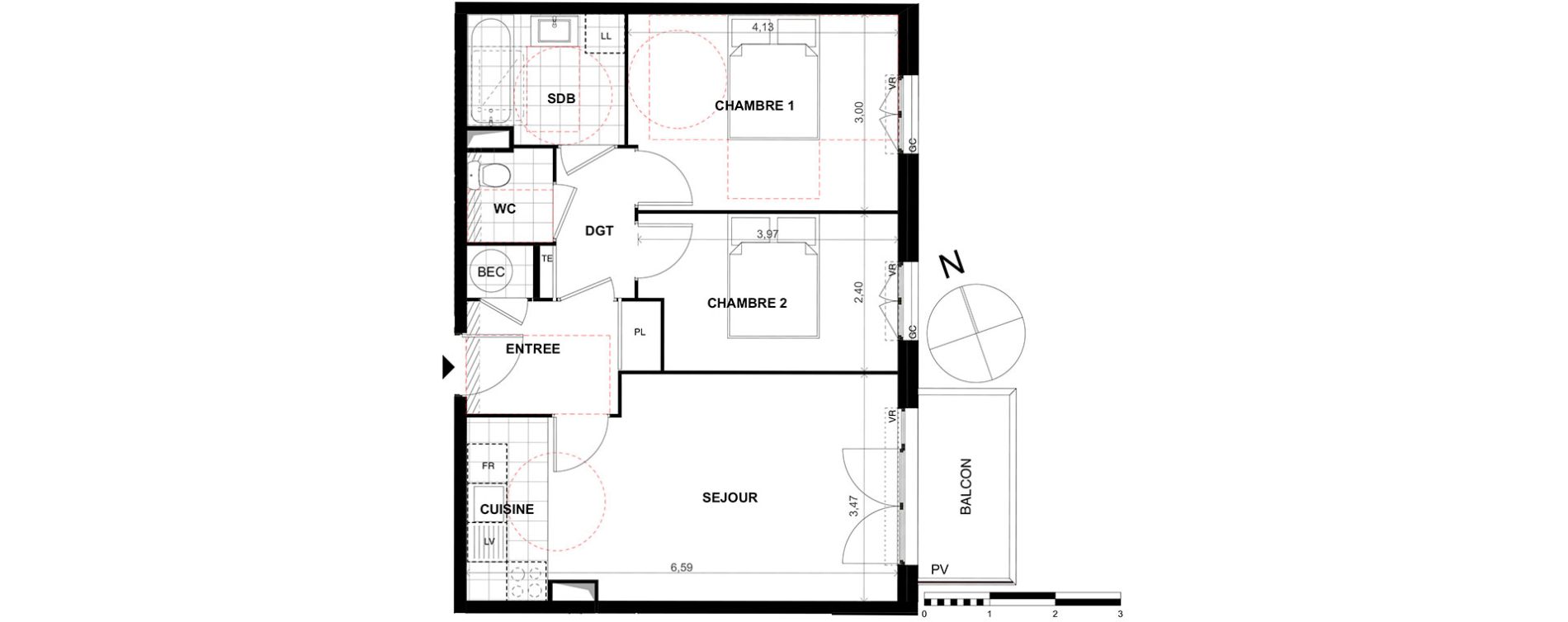 Appartement T3 de 55,60 m2 &agrave; Chalifert Centre