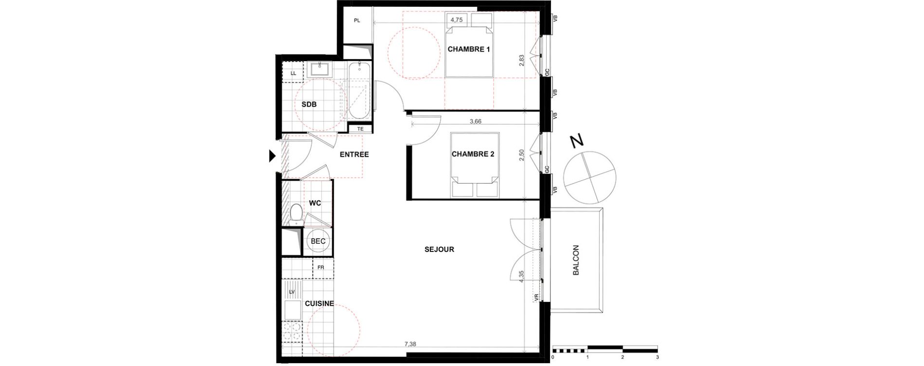 Appartement T3 de 65,60 m2 &agrave; Chalifert Centre