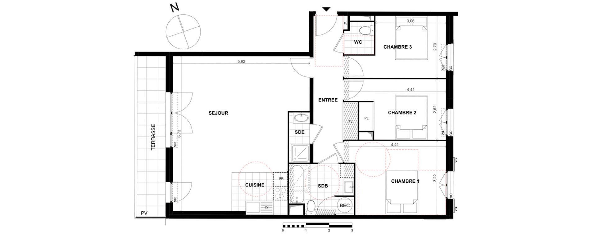 Appartement T4 de 85,50 m2 &agrave; Chalifert Centre
