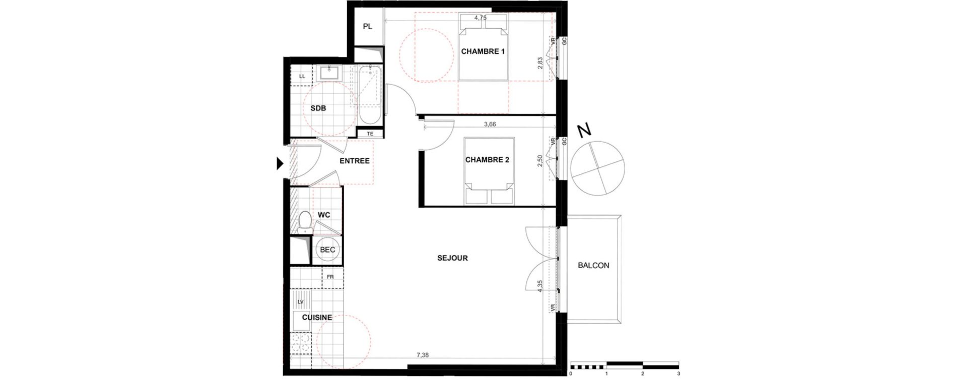 Appartement T3 de 65,60 m2 &agrave; Chalifert Centre