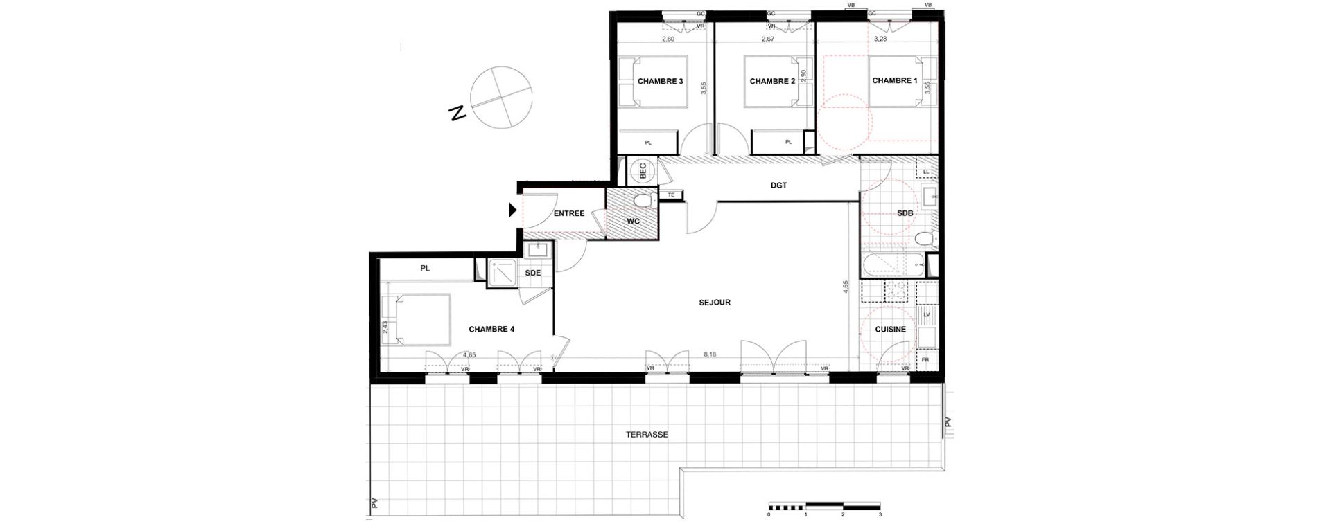 Appartement T5 de 98,80 m2 &agrave; Chalifert Centre