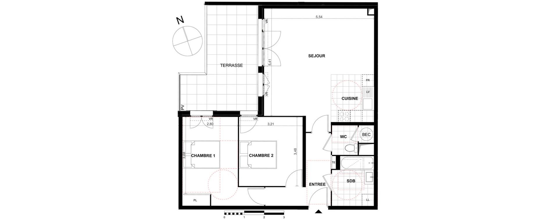 Appartement T3 de 70,40 m2 &agrave; Chalifert Centre