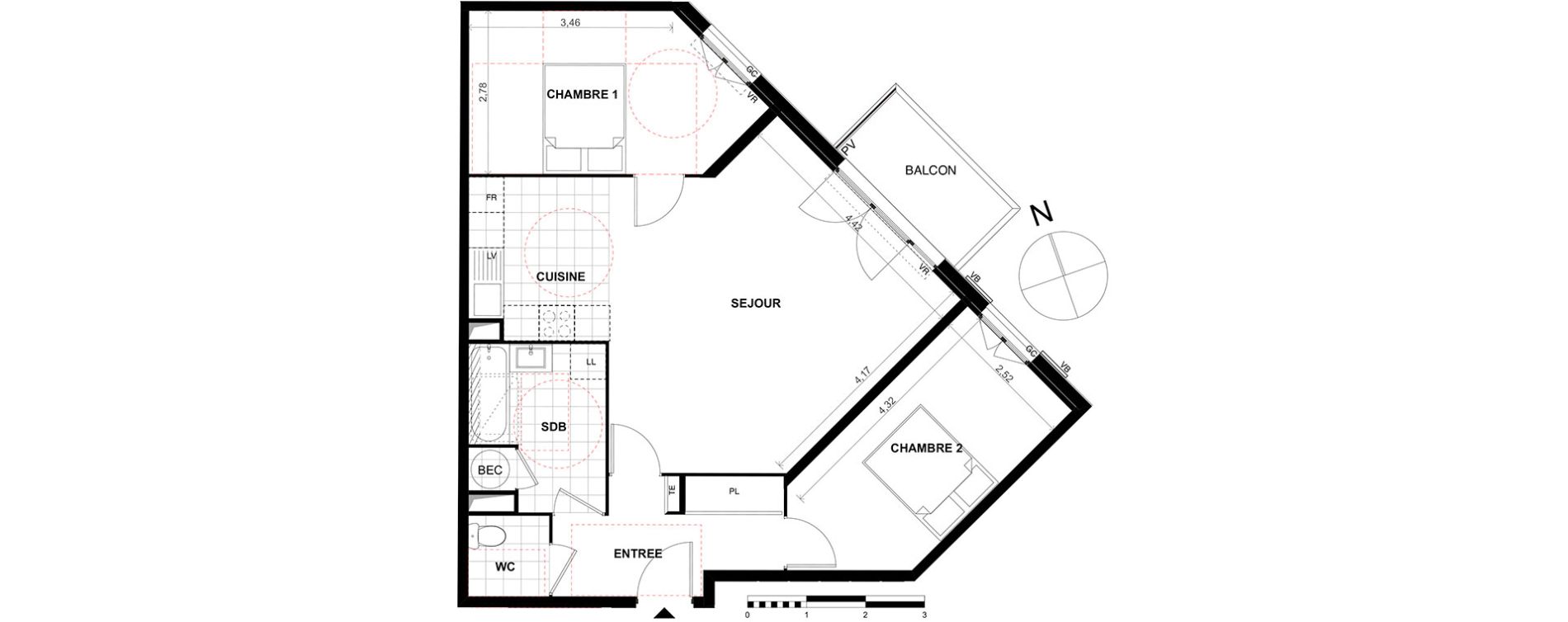 Appartement T3 de 67,60 m2 &agrave; Chalifert Centre