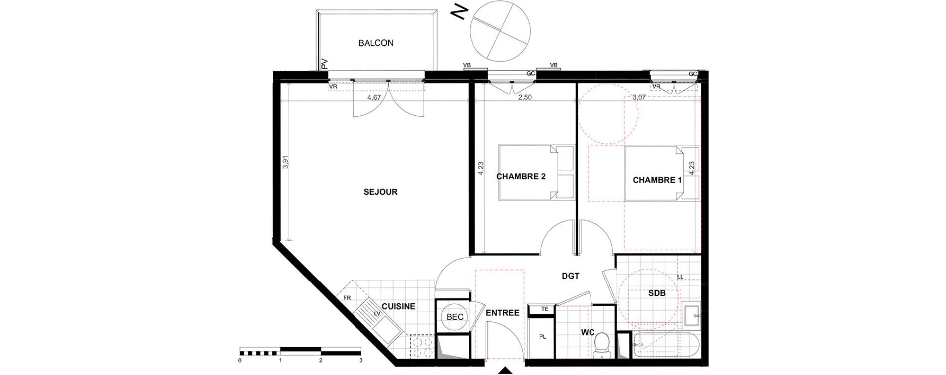 Appartement T3 de 63,90 m2 &agrave; Chalifert Centre