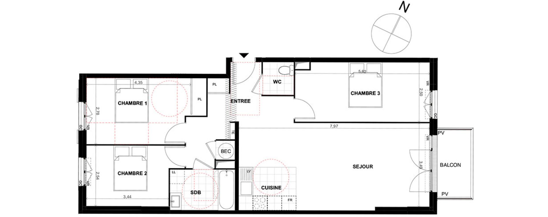Appartement T4 de 80,90 m2 &agrave; Chalifert Centre