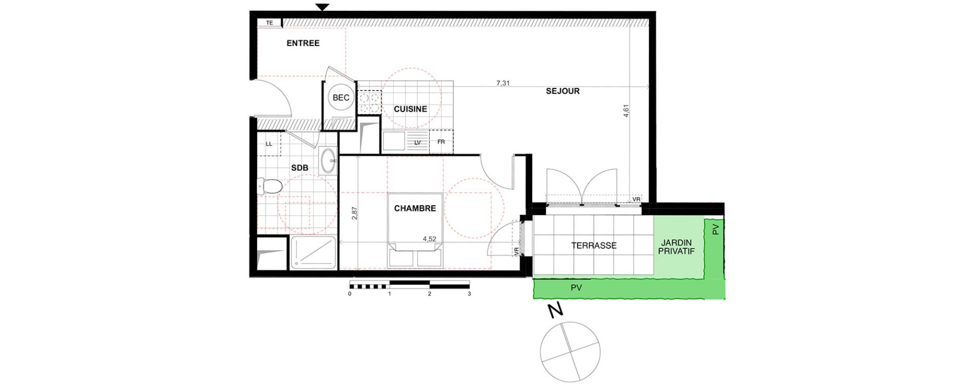 Appartement T2 de 52,60 m2 &agrave; Chalifert Centre