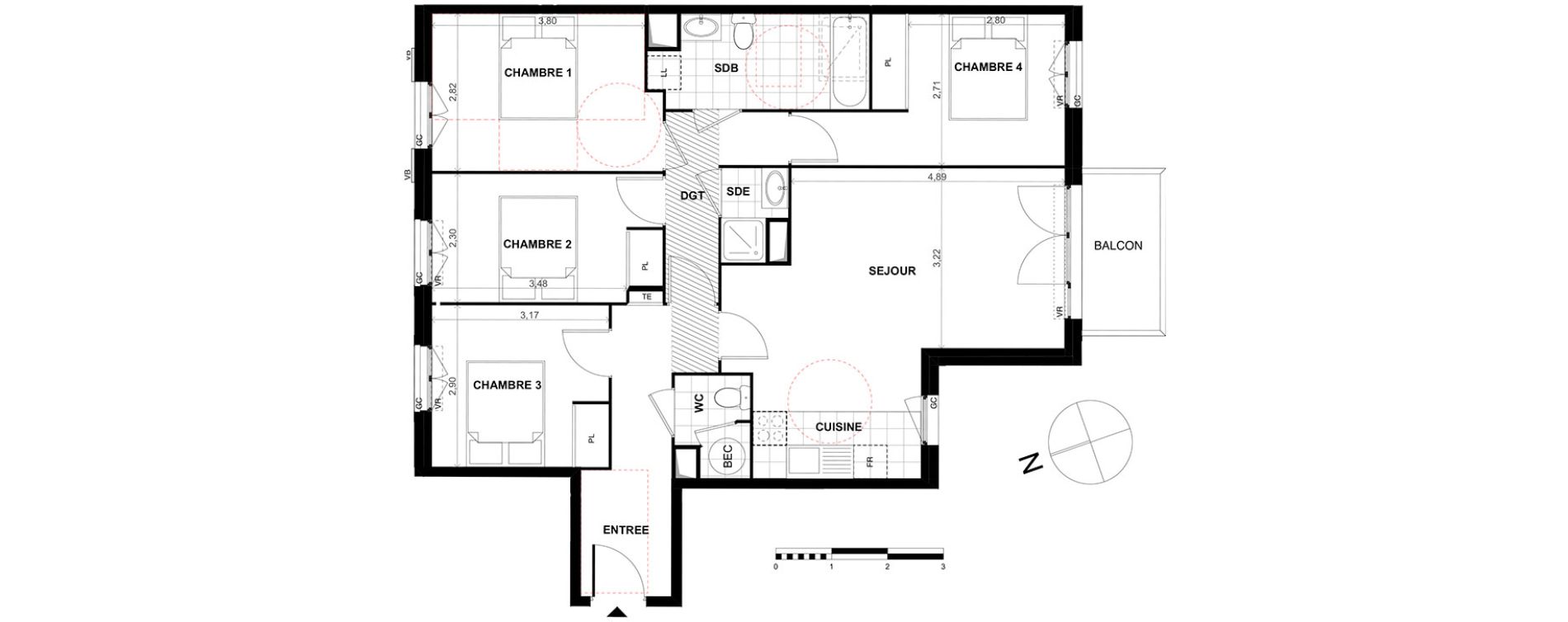 Appartement T5 de 85,50 m2 &agrave; Chalifert Centre