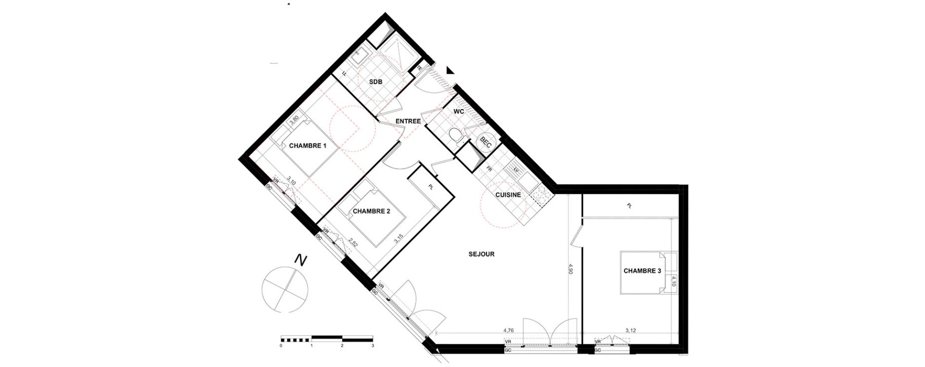 Appartement T4 de 75,80 m2 &agrave; Chalifert Centre