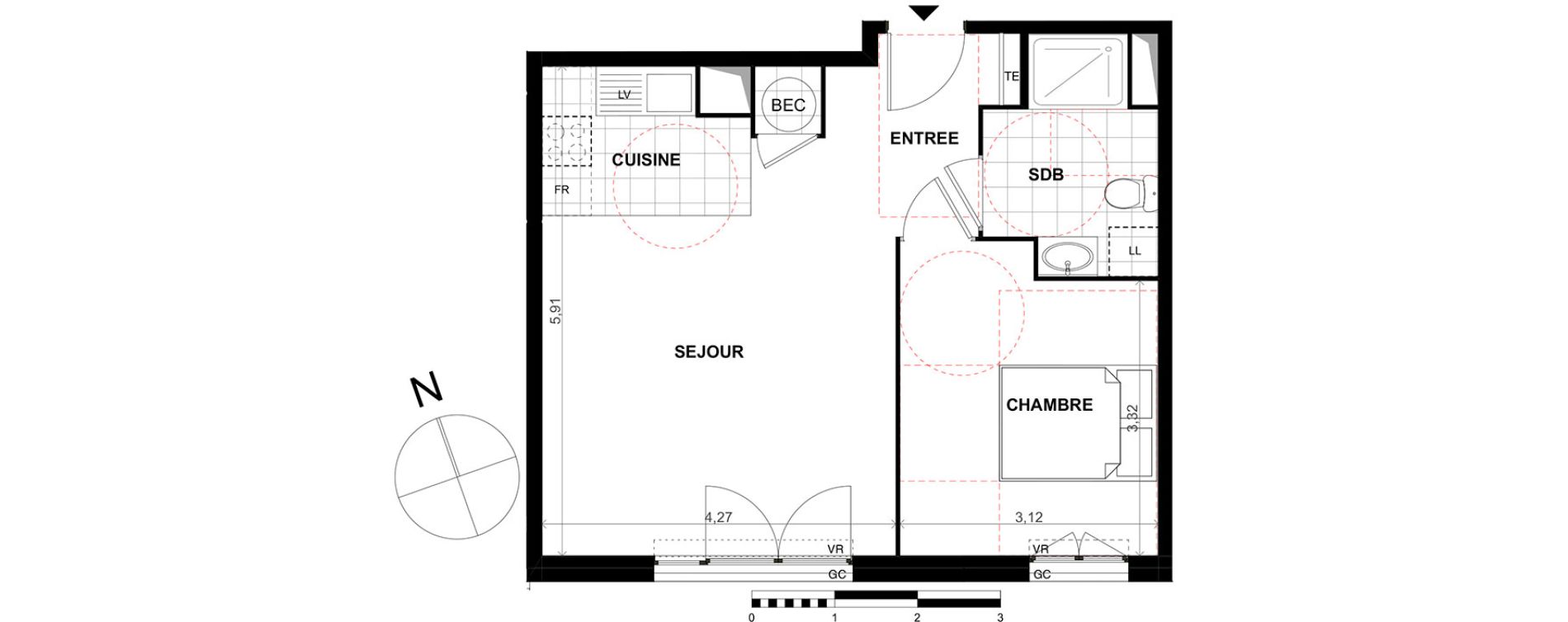 Appartement T2 de 42,70 m2 &agrave; Chalifert Centre