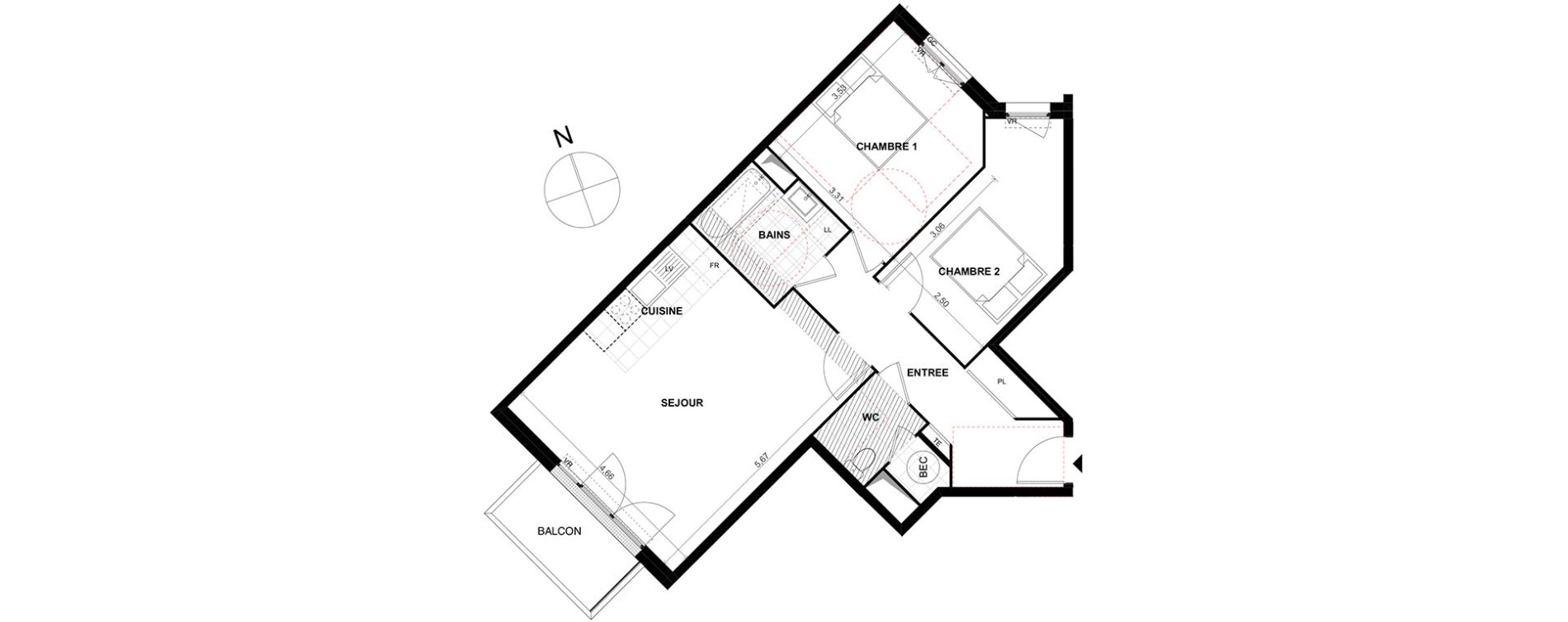 Appartement T3 de 64,50 m2 &agrave; Chalifert Centre