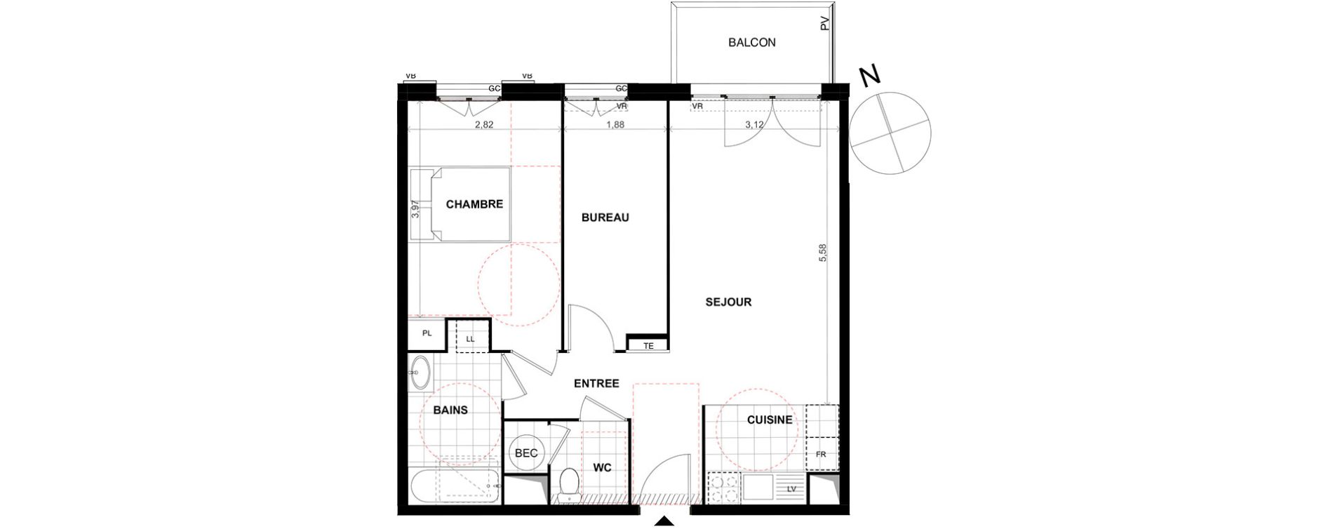 Appartement T2 de 54,90 m2 &agrave; Chalifert Centre