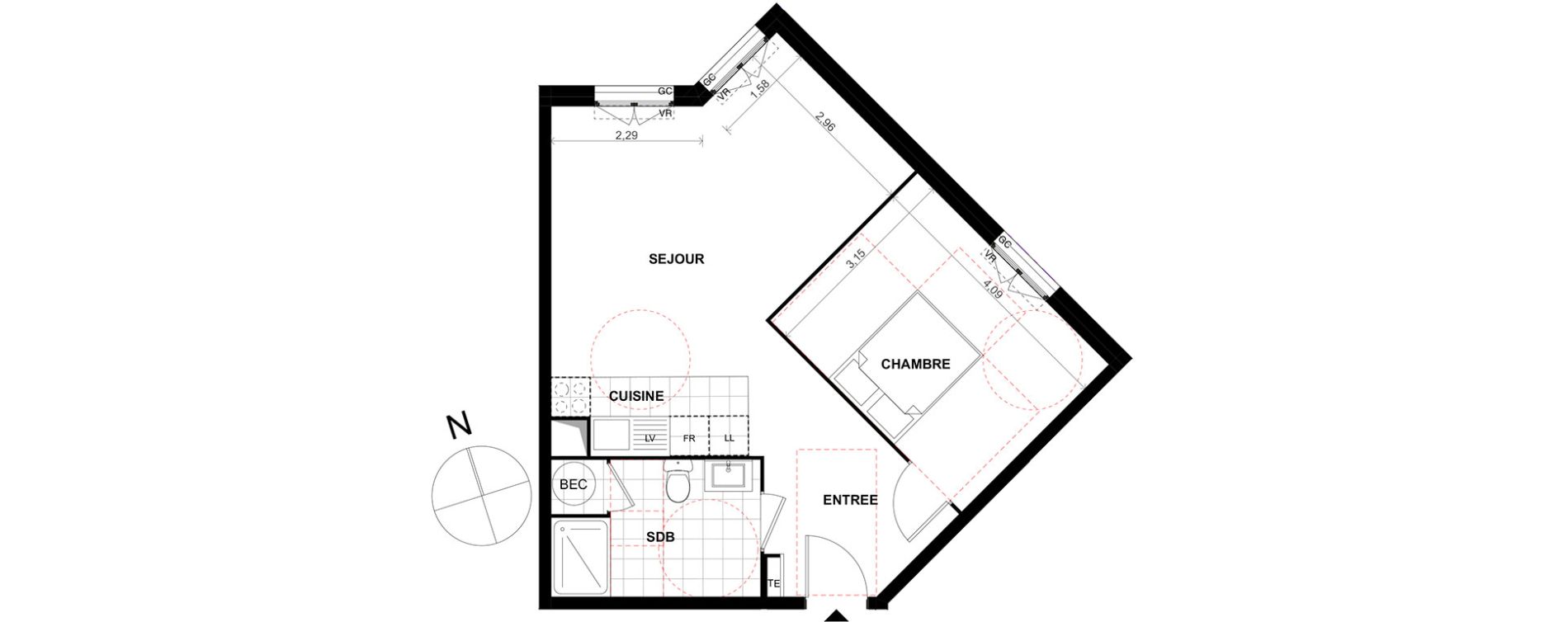 Appartement T2 de 47,80 m2 &agrave; Chalifert Centre