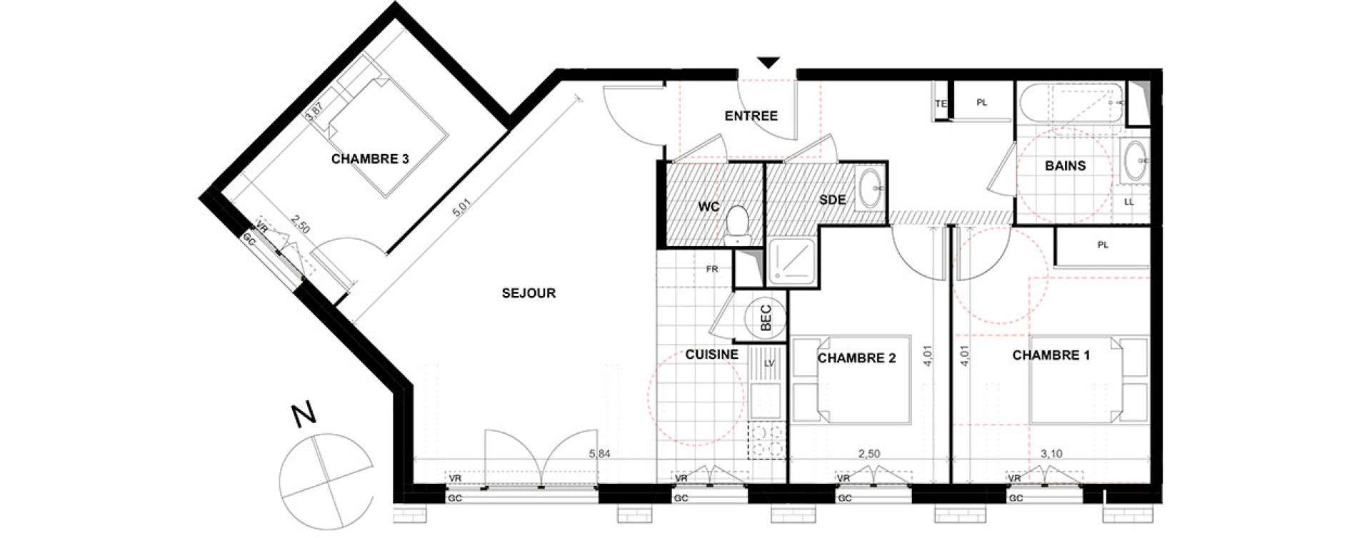 Appartement T4 de 77,20 m2 &agrave; Chalifert Centre