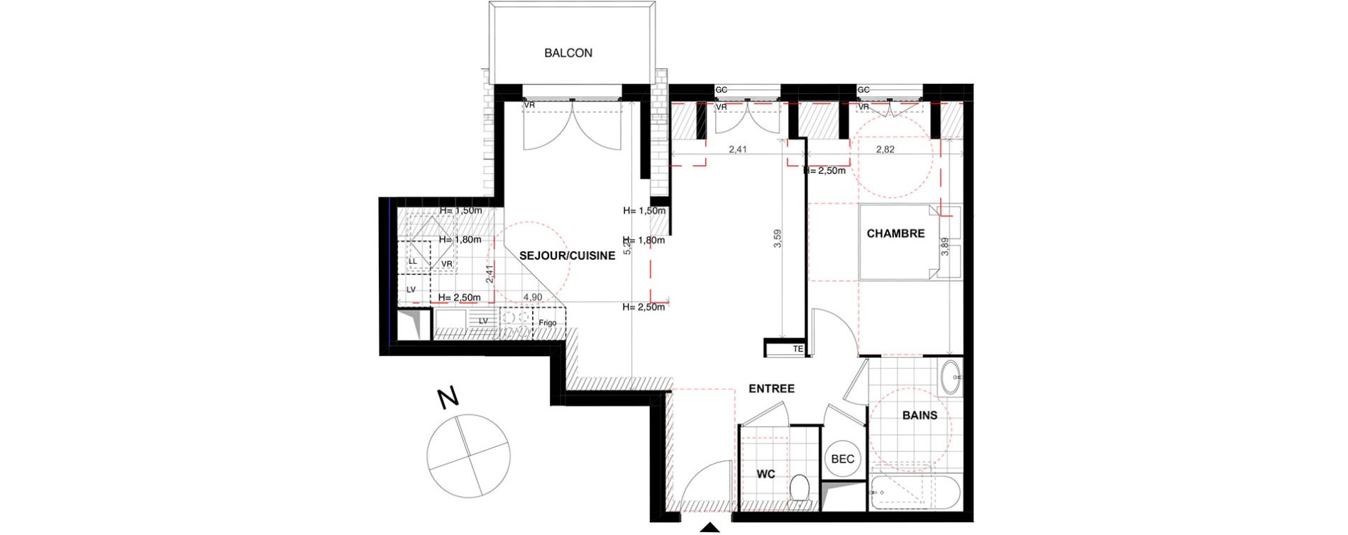 Appartement T2 de 51,60 m2 &agrave; Chalifert Centre