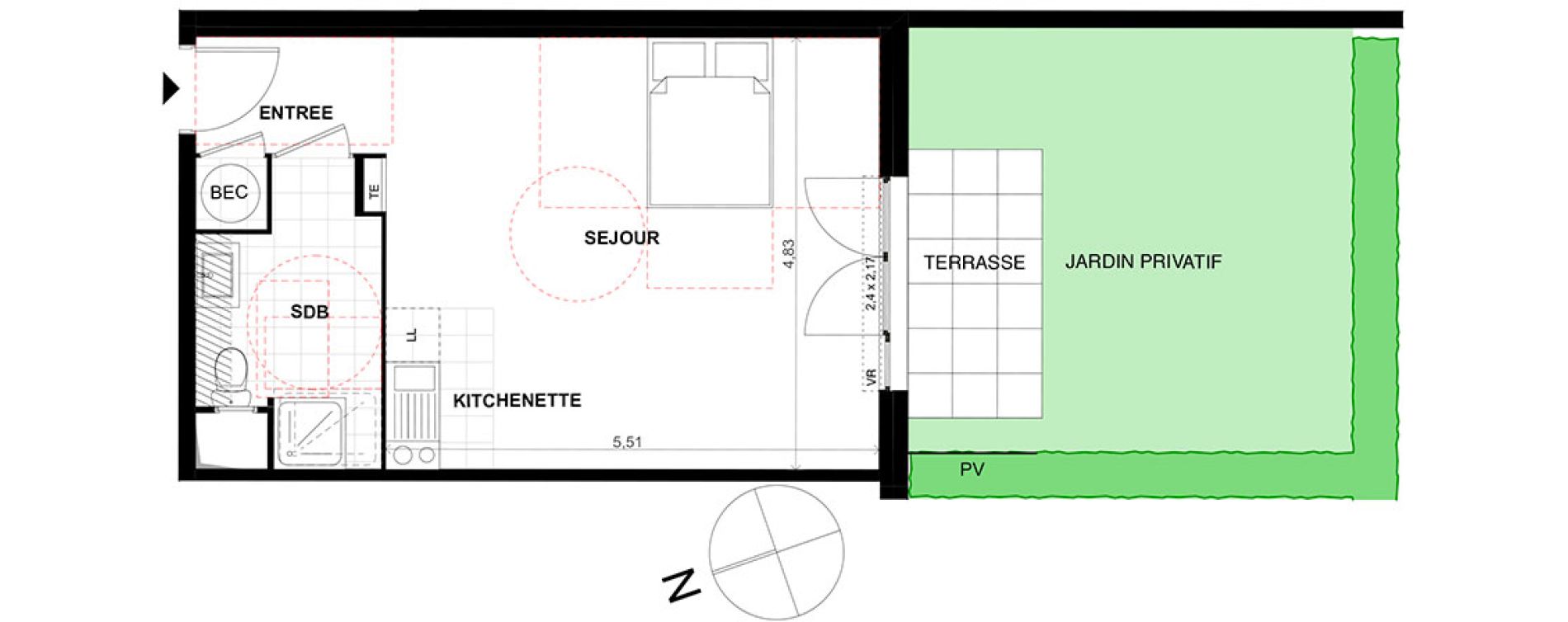 Appartement T1 de 35,10 m2 &agrave; Chalifert Centre