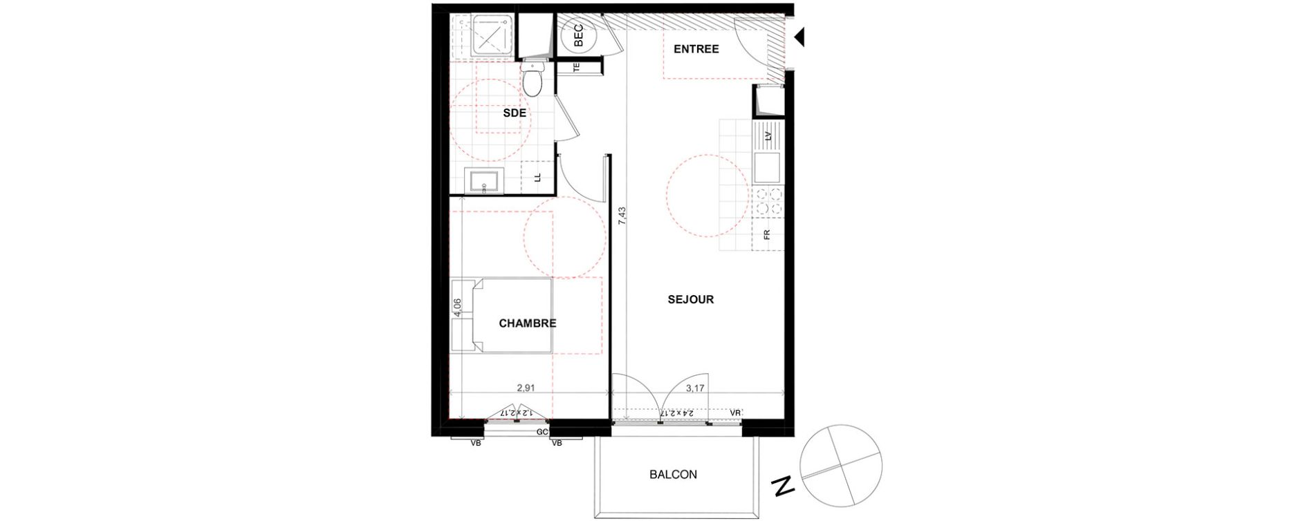 Appartement T2 de 42,50 m2 &agrave; Chalifert Centre