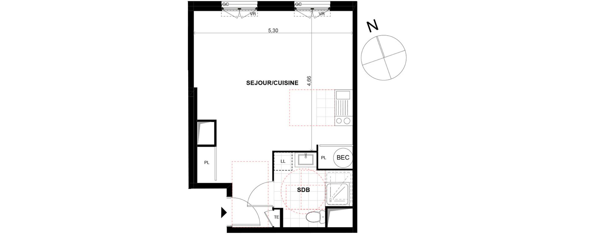 Appartement T1 de 34,10 m2 &agrave; Chalifert Centre