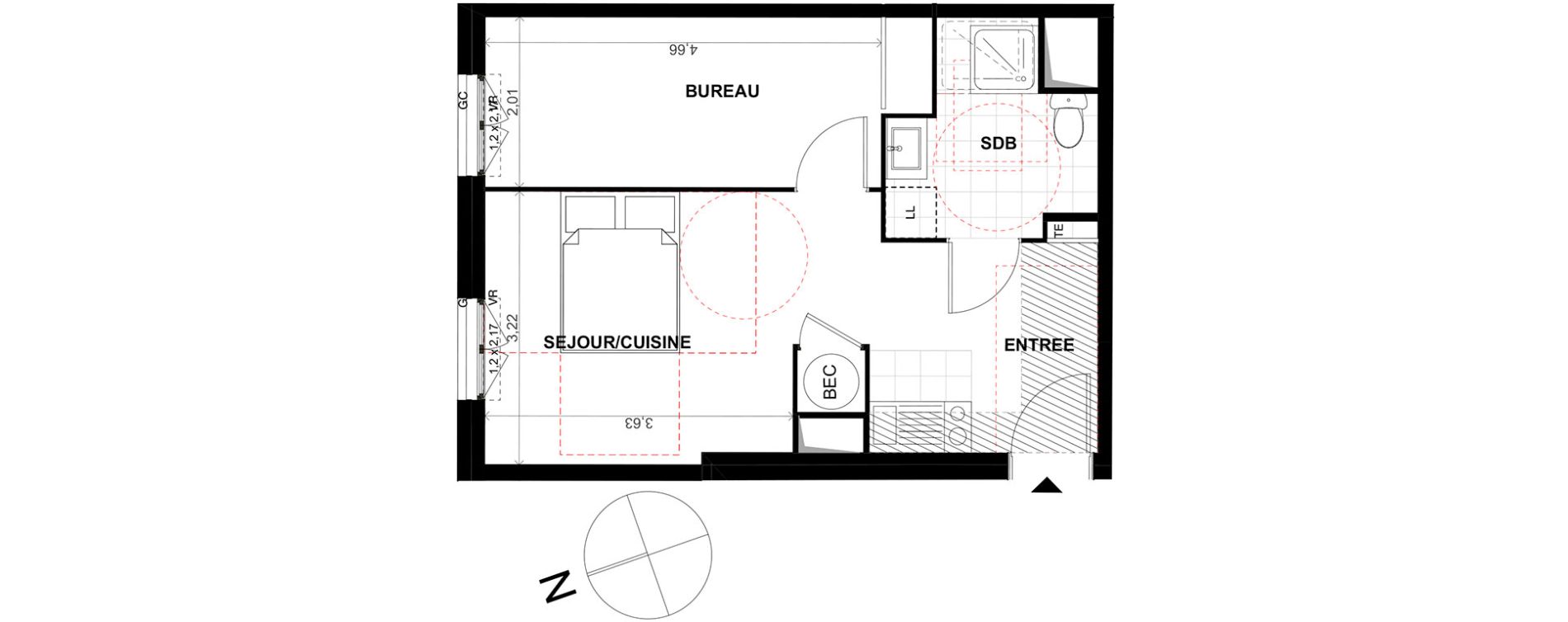 Appartement T1 de 35,00 m2 &agrave; Chalifert Centre