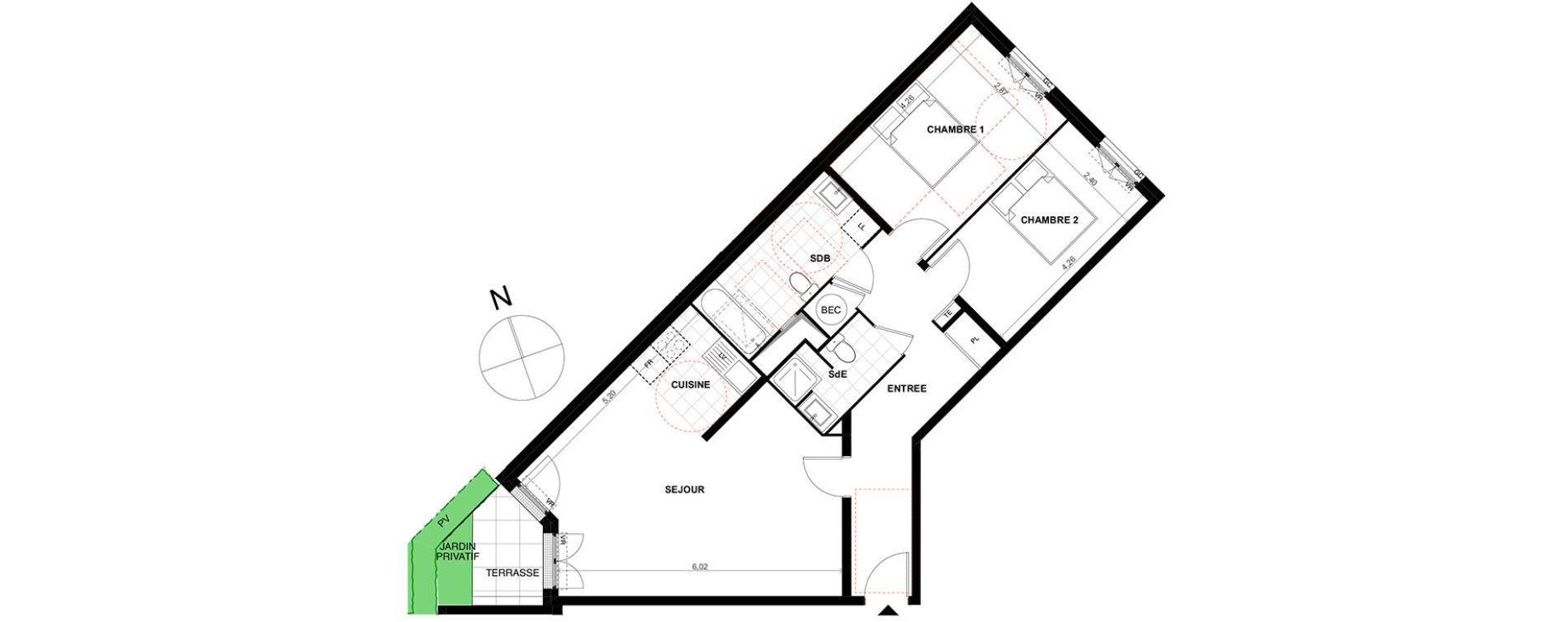 Appartement T3 de 73,60 m2 &agrave; Chalifert Centre