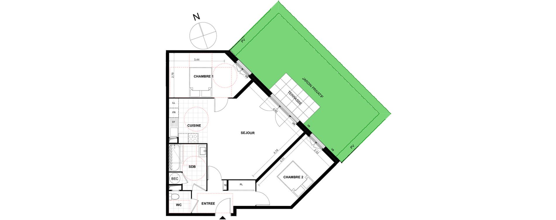 Appartement T3 de 69,10 m2 &agrave; Chalifert Centre