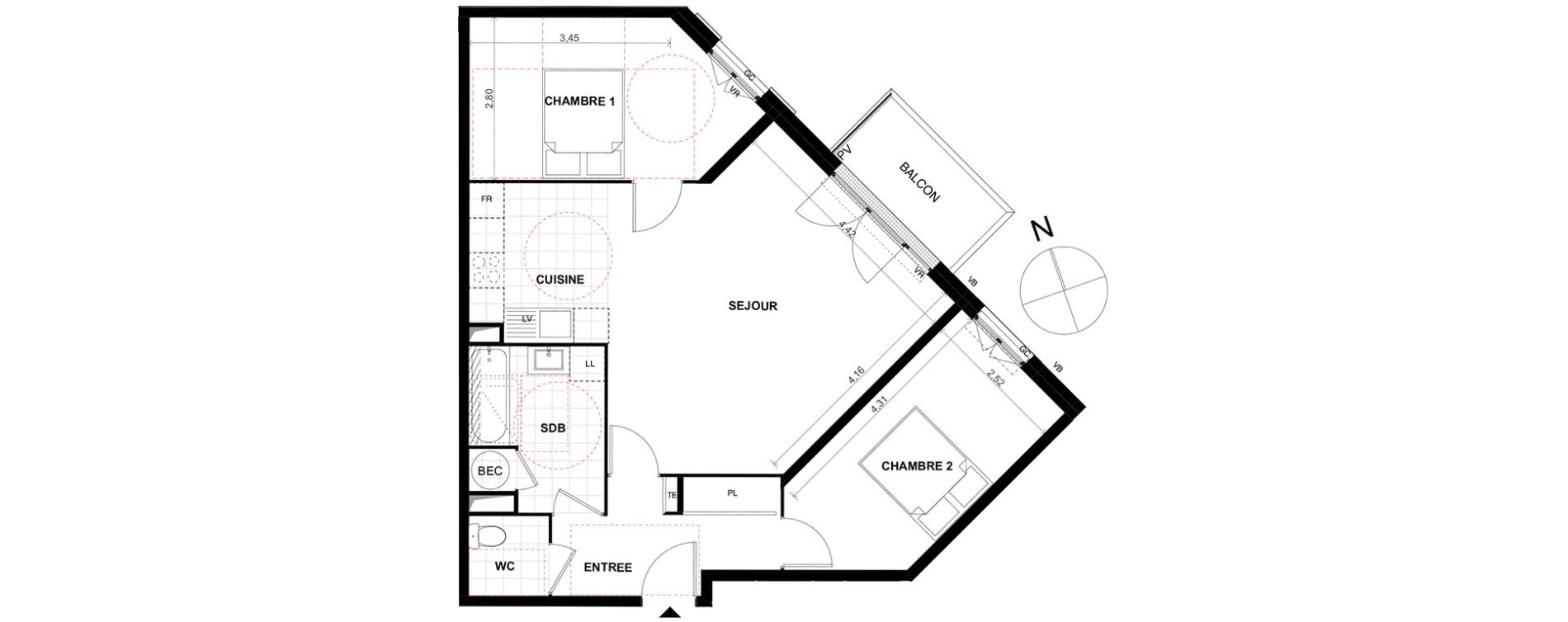 Appartement T3 de 69,00 m2 &agrave; Chalifert Centre