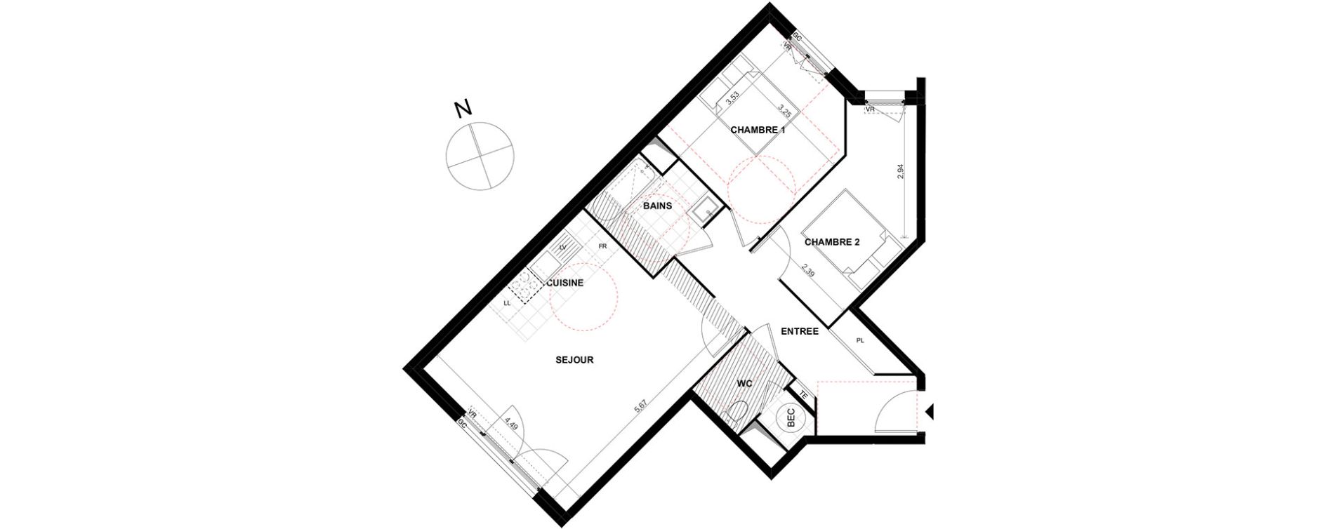 Appartement T3 de 62,80 m2 &agrave; Chalifert Centre