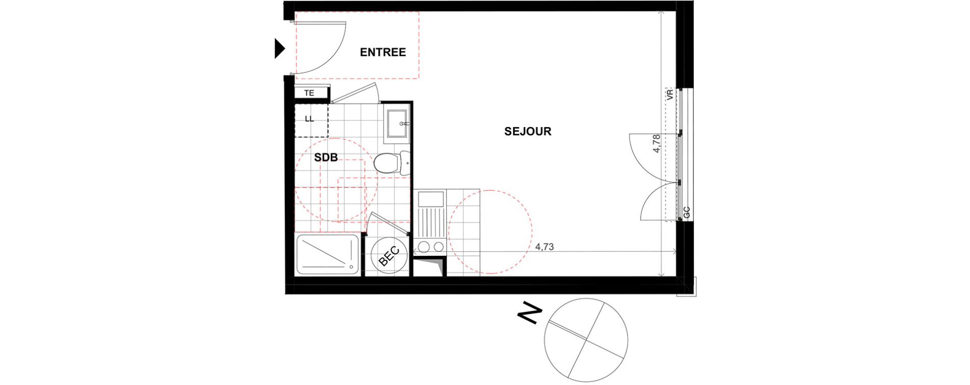 Appartement T1 de 31,20 m2 &agrave; Chalifert Centre