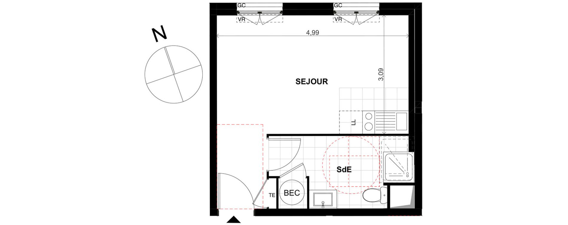 Appartement T1 de 24,30 m2 &agrave; Chalifert Centre