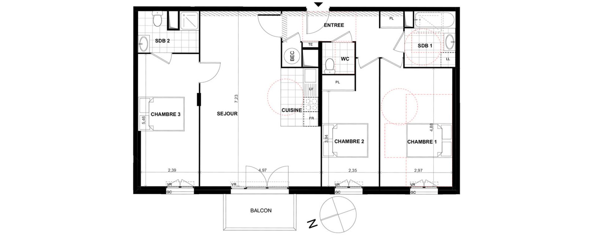 Appartement T2 de 88,60 m2 &agrave; Chalifert Centre
