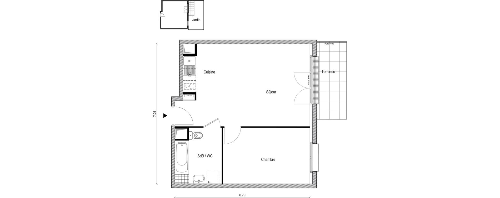 Appartement T2 de 45,09 m2 &agrave; Champagne-Sur-Seine Centre