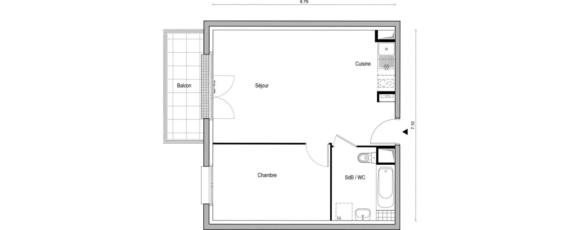 Appartement T2 de 46,66 m2 &agrave; Champagne-Sur-Seine Centre