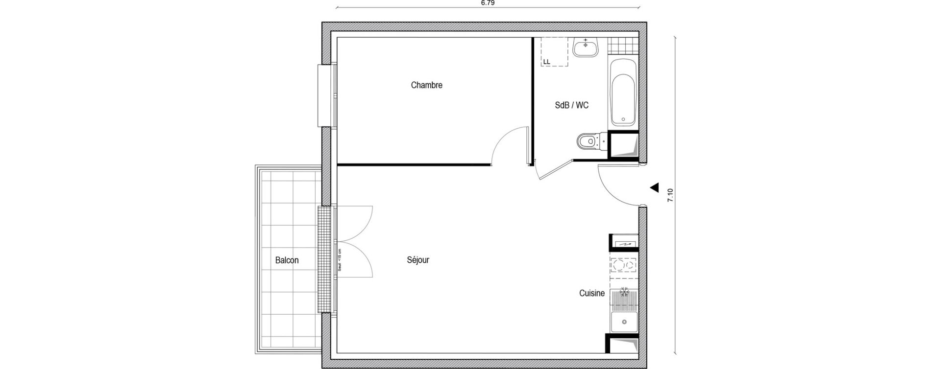 Appartement T2 de 46,66 m2 &agrave; Champagne-Sur-Seine Centre