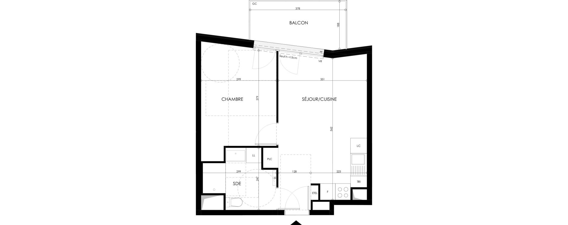 Appartement T2 de 38,47 m2 &agrave; Champs-Sur-Marne Les hauts de nesles