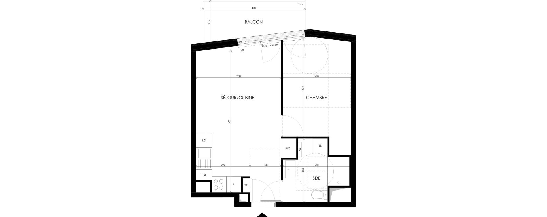 Appartement T2 de 39,02 m2 &agrave; Champs-Sur-Marne Les hauts de nesles