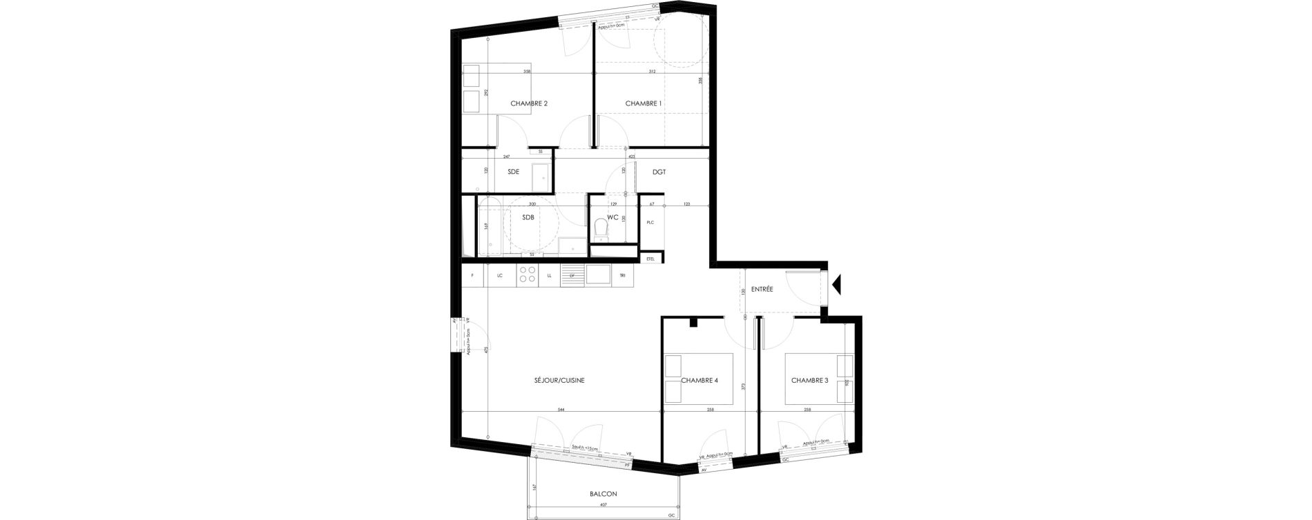 Appartement T5 de 93,25 m2 &agrave; Champs-Sur-Marne Les hauts de nesles