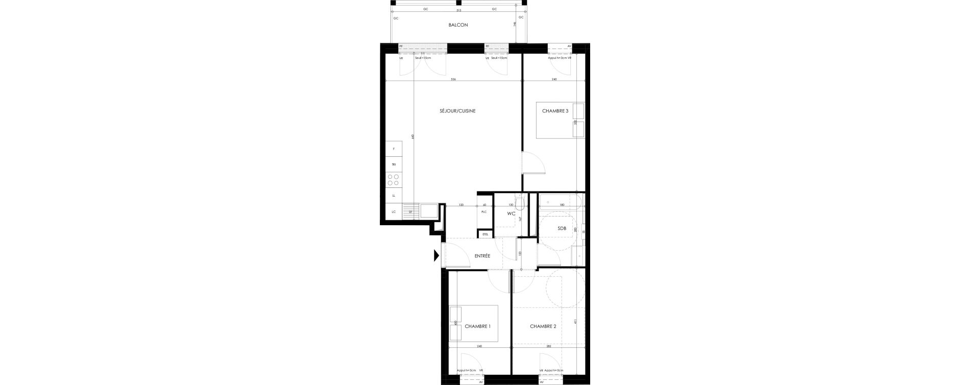 Appartement T4 de 78,57 m2 &agrave; Champs-Sur-Marne Les hauts de nesles