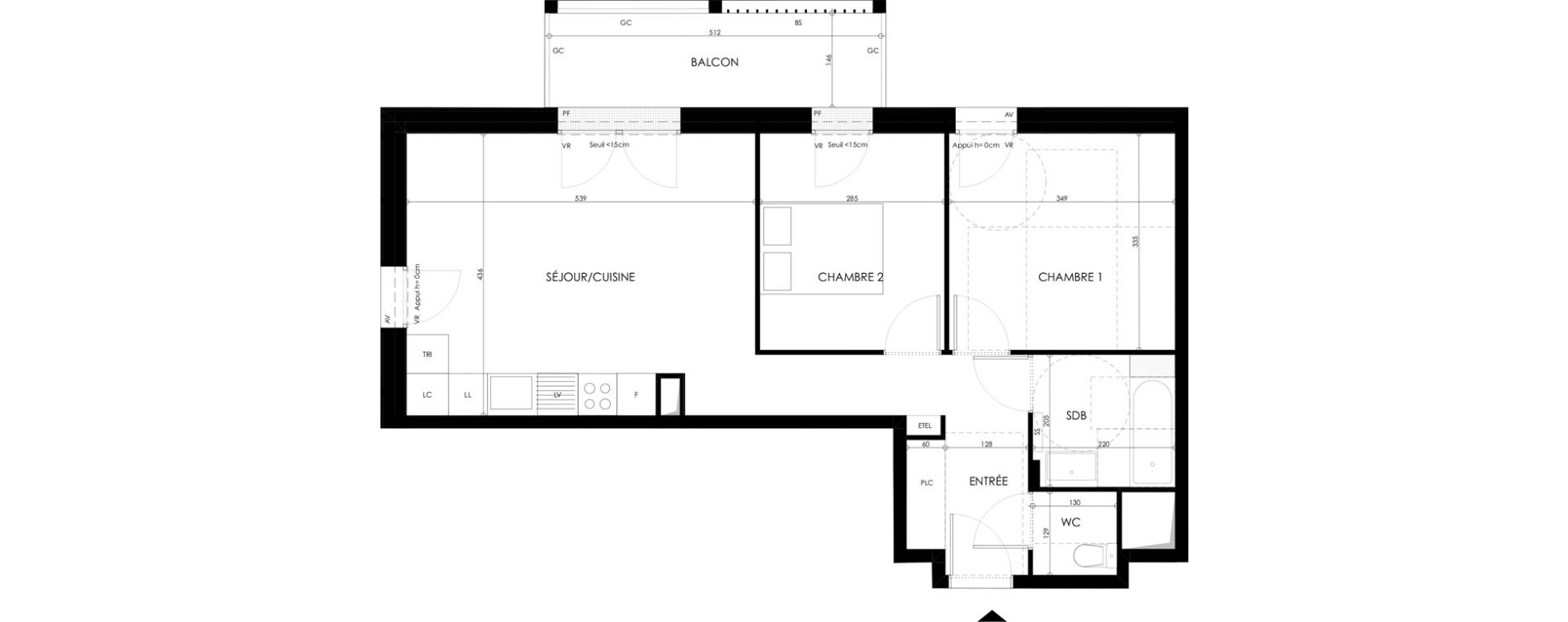 Appartement T3 de 58,72 m2 &agrave; Champs-Sur-Marne Les hauts de nesles